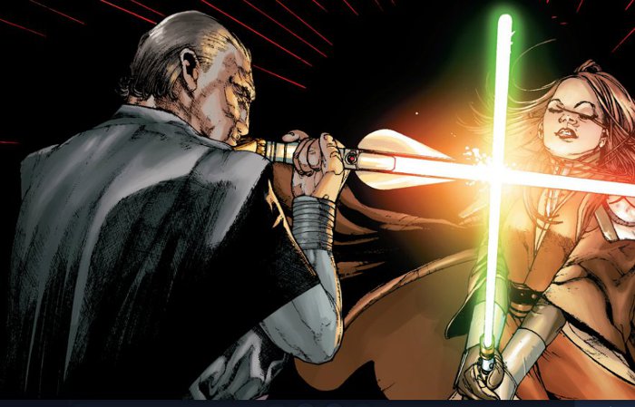Satele Shan agresse Dark Baras suite à l'annonce de l'attaque de Coruscant et la trahison de l'Empire