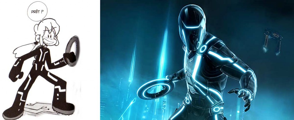 Arty a un costume qui fait référence au film Tron : L'héritage