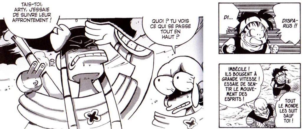 lorsque Goultard fait semblant d’être capable de suivre le combat qui se passe dans l’espace, c’est une allusion à Dragon Ball