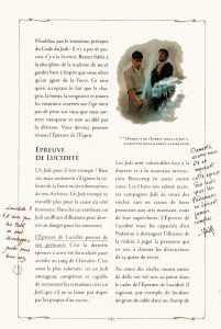 Page 1 de la description de l'épreuve de lucidité des Jedi d'après le manuel du Jedi (Star Wars)