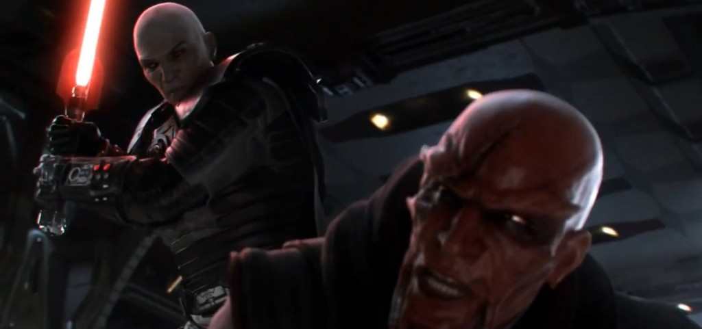 Dark Malgus tuant son maître sur Korriban dans Star Wars : The Old Republic