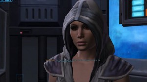 Jaesa Willsam se fait passer pour un apprenti du côt obscur dans Star Wars : The Old Republic (si son maître sith est du côté clair)