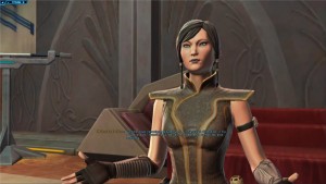 Satele Shan parlant du code jedi dans Star Wars : The Old Republic à un padawan prometteur