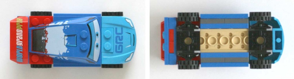 Raoul ÇaRoule vue de dessus et dessous - Lego 9485 - Ultimate Race Set (Cars 2)