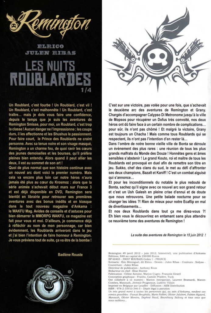 édito du Comics Remington N°9 (Wakfu)