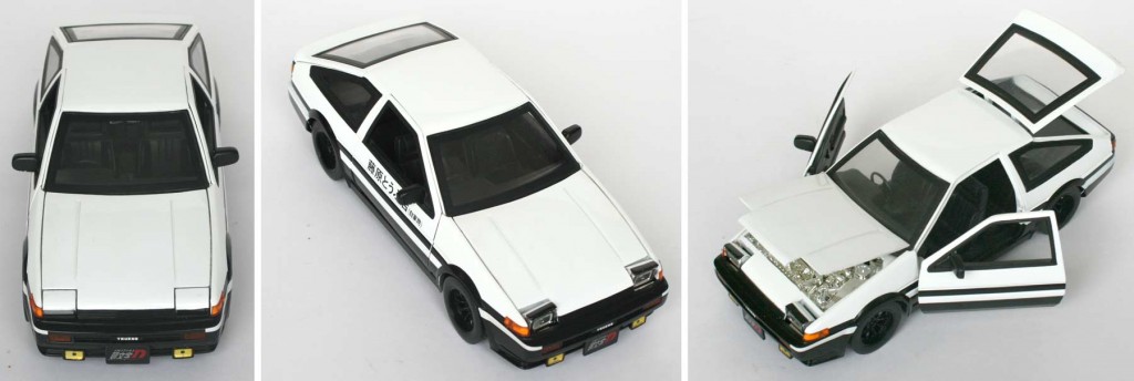 les phares se relèvent - Toyota Trueno AE 86 d'initial D (die cast - ech 1/18)