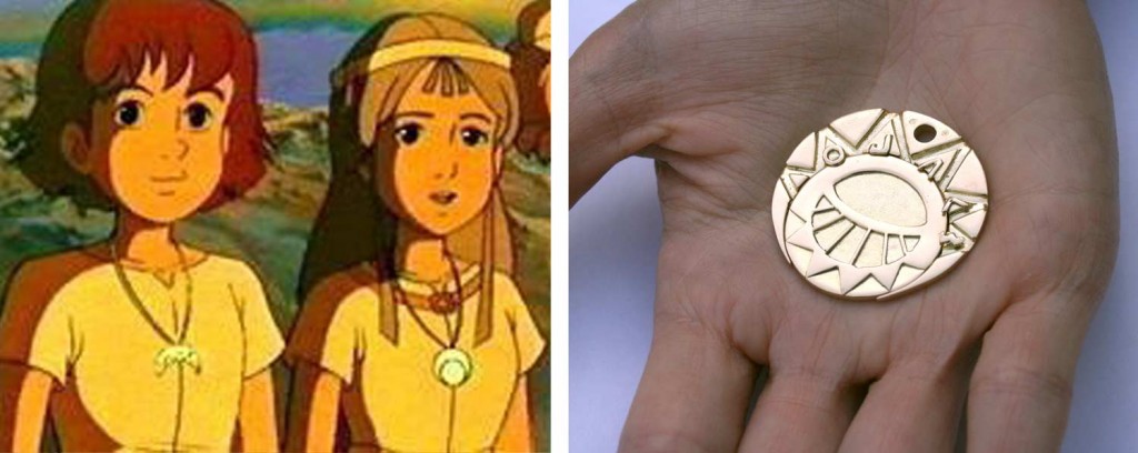 La taille du pendentif des citée d'or a été calculé à partir des capture du dessin animé