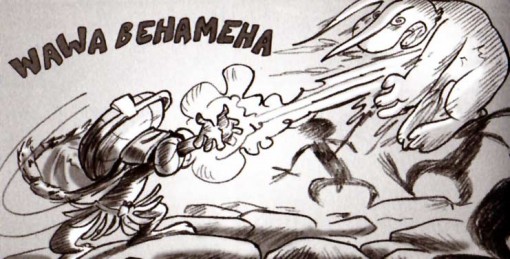 L'attaque est une parodie du Kamehameha de Dragon Ball