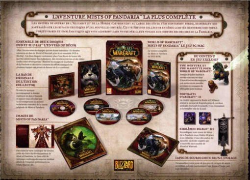 Image avec le contenu complet du coffret collector de Mists of Pandaria