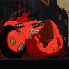 Vue de trois quart de la moto de Kaneda dans le film Akira