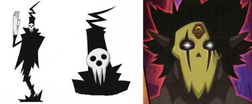 Le masque évoque celui du directeur de l'école de Shinigami de Soul Eater