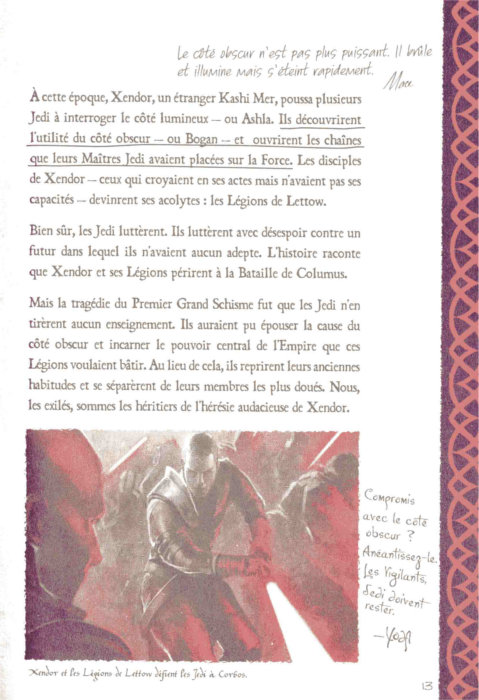 Page 13 du livre des Sith sur l'exil des jedi noirs (Star Wars)