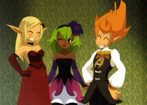 Evangelyne, Amalia et Tristepin en costume de scène