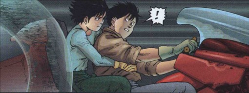 Kaneda et Kay sur une moto conduisant à la fin du manga
