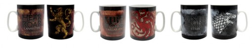 Mugs Games of Thrones  avec les familles Lannister, Targaryen et Stark