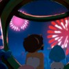 Simone et Joris observent le feu d'artifice
