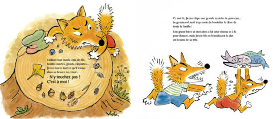 Page 8 / 9 du livre pour enfant Jiroro le renard roublard