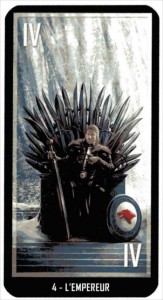 Arcane majeure du taropolis avec Stark du trone de fer (reprise du tarot de Marseille avec des images geeks)