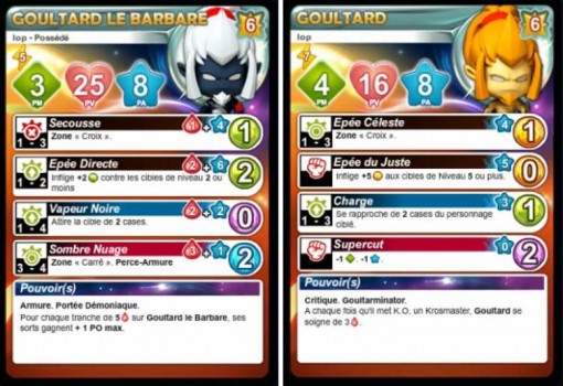 Comparaison de Cartes de caractéristiques des deux Goultard Krosmaster (Wakfu - Dofus)