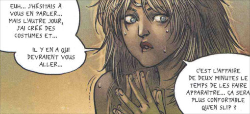 Valkyrie propose les habits qu'il a fabriqués à ses amis