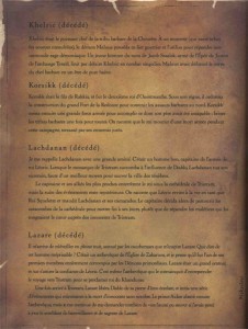 Exemple d'une page de biographie dans le livre de Tyraël (Diablo)