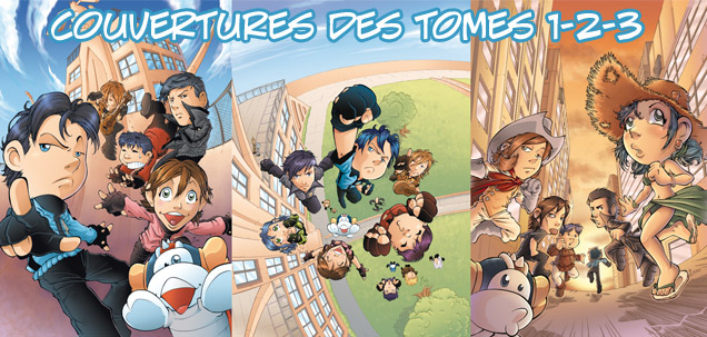 Image de couverture des 3 premiers volumes de Sentai School