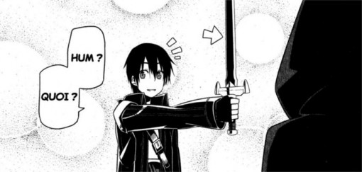 Kirito et son arme après le combat contre le field boss du niveau 2