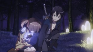 Kirito réconforte Silica après la mort de Pina