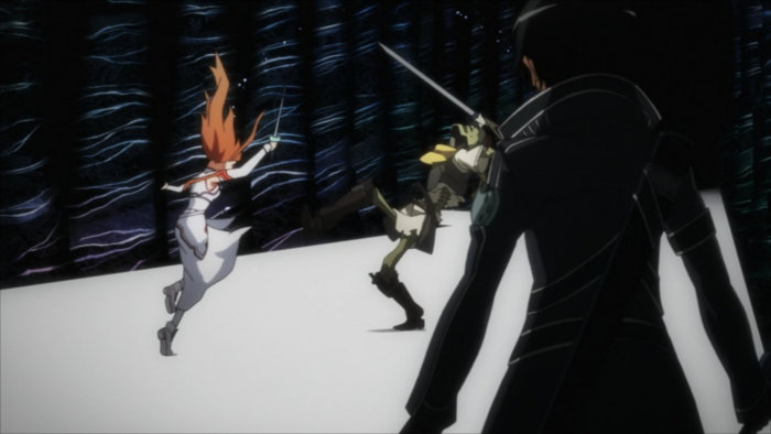 Kirito et Asuna combattent ensembles des monstres de niveau 74