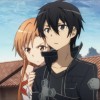 Asuna se cache derrière Kirito car Kuradeel vient la chercher