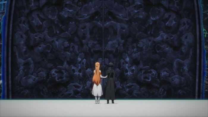 Kirito et Asuna tombent sur la porte du boss du niveau 74 et décident de l'ouvrir pour voir à quoi il ressemble