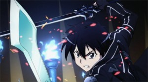 Kirito et ses 2 épées face au boss du niveau 74