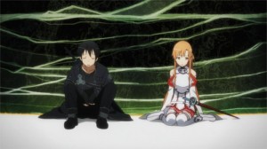 Kirito et Asuna se reposent après avoir fui le boss du niveau 74