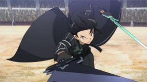 Kirito attaque Heathcliff avec ses 2 épées