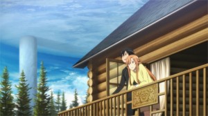 Kirito et Asuna sur leur terrasse profitent de la vie