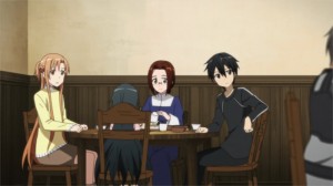 Sacha mange avec Kirito et Asuna