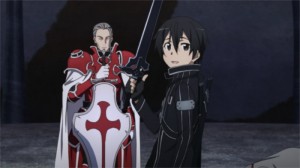 Kirito salue Asuna avant de combattre Heathcliff