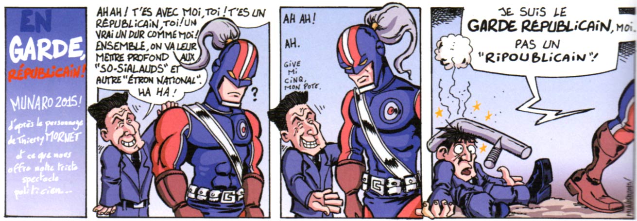 Le Garde Républicain dans un strip humoristique