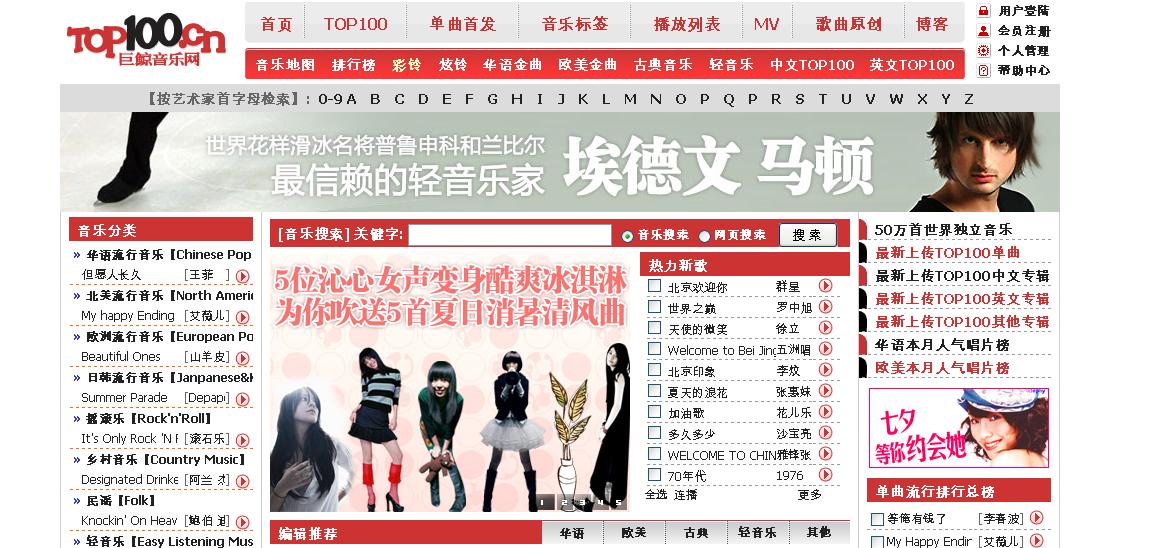 Page d'accueil de top.100.cn