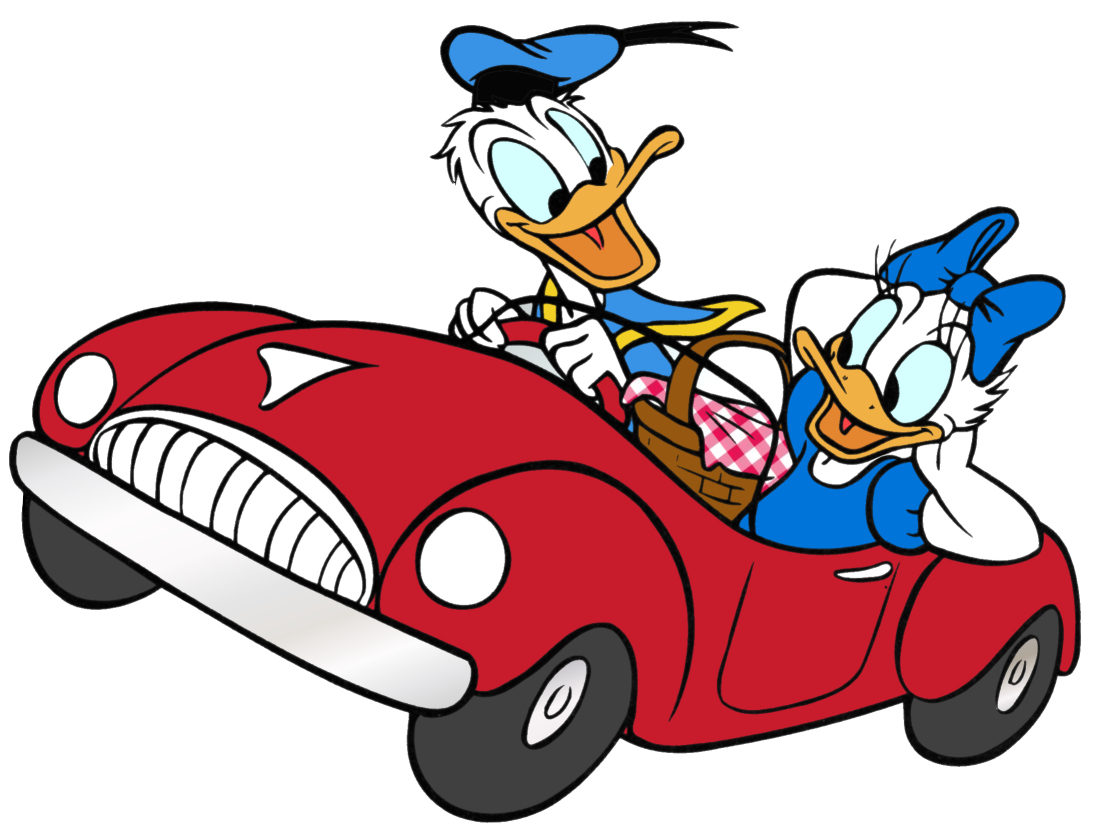 Donald Duck dans sa voiture
