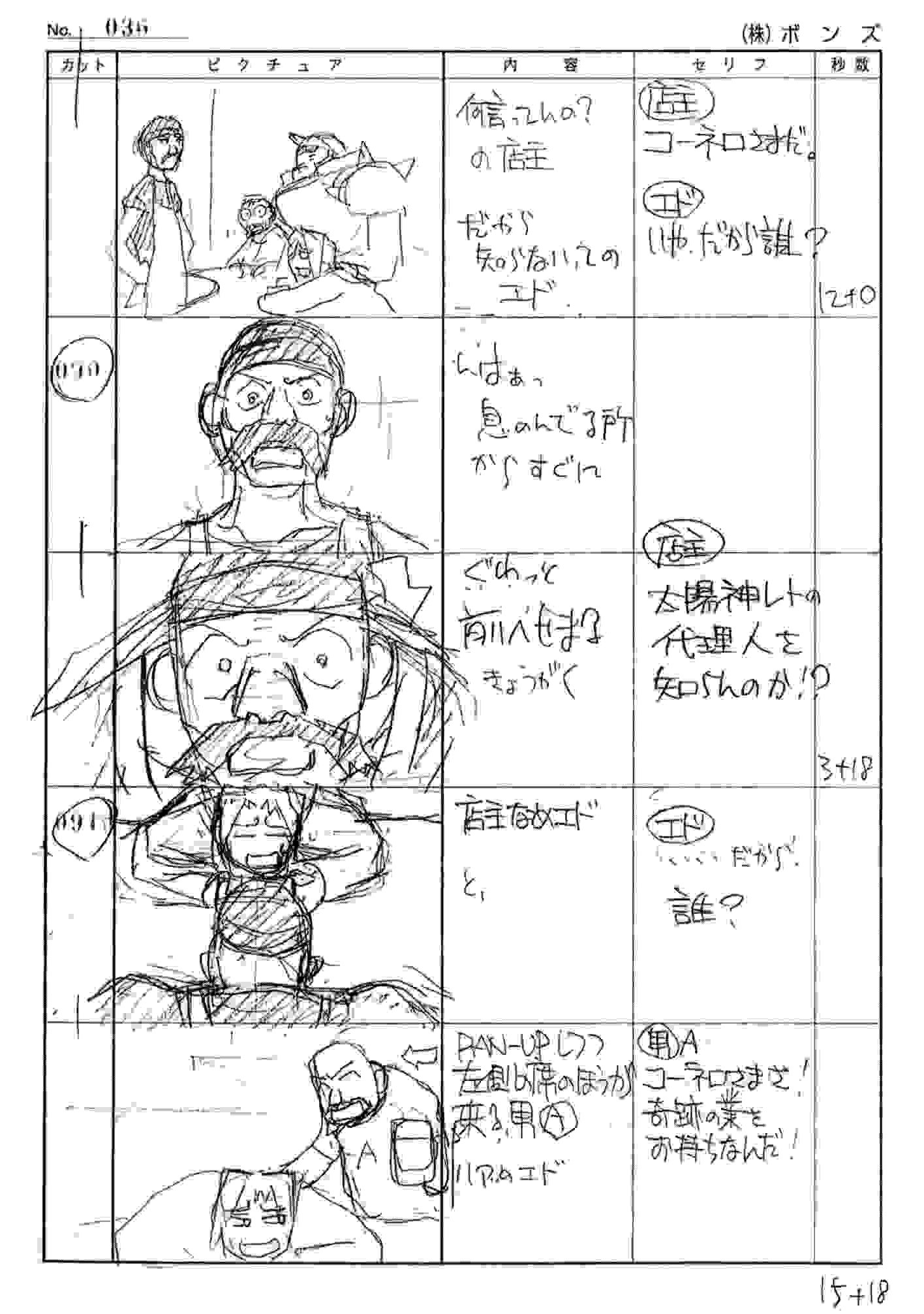 Une page du storyboard de la box collector de Fullmetal Alchemiist