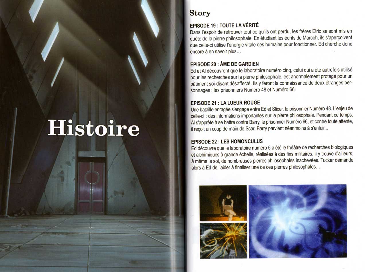 Résumé des épisodes extraits du livret d’information - Fullmetal Alchemist Box DVD collector 1 (Dybex - 2008)