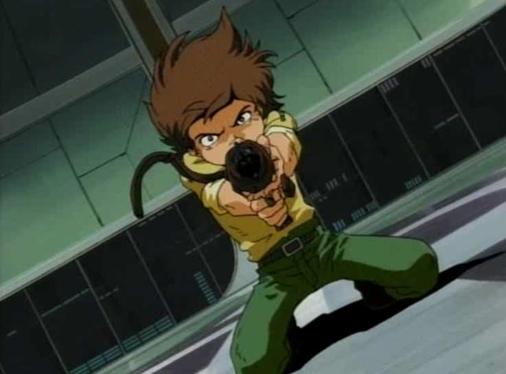 Hiroshi tire sur le Capitaine Gabor avec le Cosmo Gun d'Emeraldas