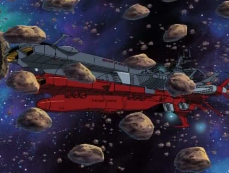 Le Karyu est pris dans un champ d'astéroïdes (Cosmowarrior Zero - Episode 10)