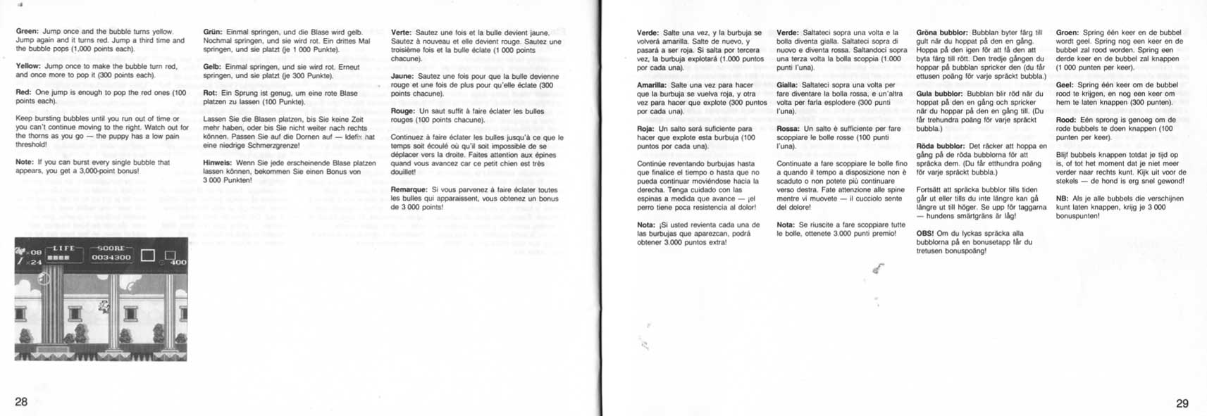 Astérix Jeux Master System Notice page 28-29