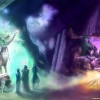 Fond d'écran montrant Tyrande, Malfurion et Illidan suivre les cours du demi dieu Cénarius.