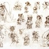 Les croquis de recherches des personnages sont sur papier dessin