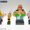 Photo des bustes d'Obélix, d'Astérix, Assurancetourix et Panoramix réalisés par d'Attakus