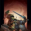 Orc combattant un humain sur un champ de bataille (Warcraft)