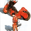 Kaneda devant sa moto (illustration de Katsuhiro Otomo pour la sortie de la VHS d'Akira)